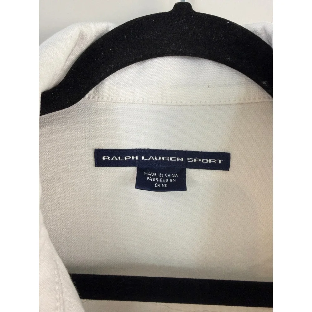 Ralph Lauren Sport Denim Jacket Women's Medium White Cotton Blend Trucker Jacket - Picture 3 of 7